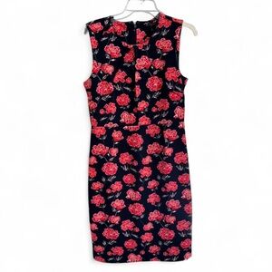 Banana Republic Red Floral Midi Dress Sz 8
